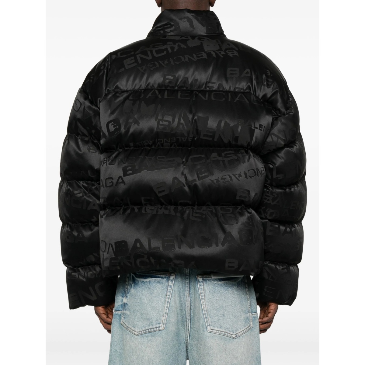 logo-pattern quilted jacket - Img 4