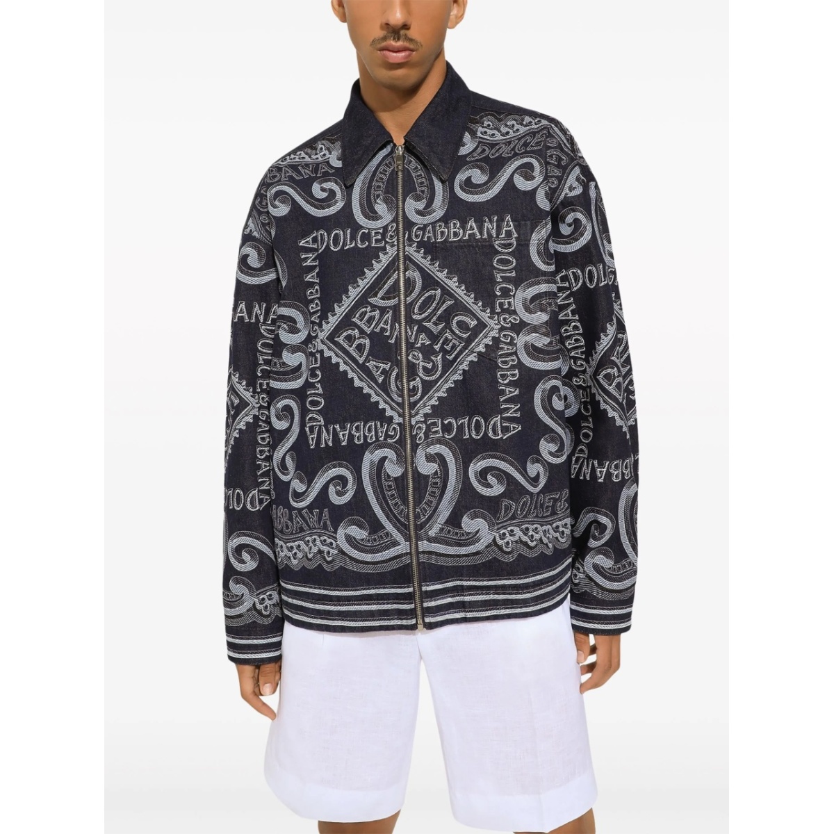 logo-print cotton shirt jacket - Img 5