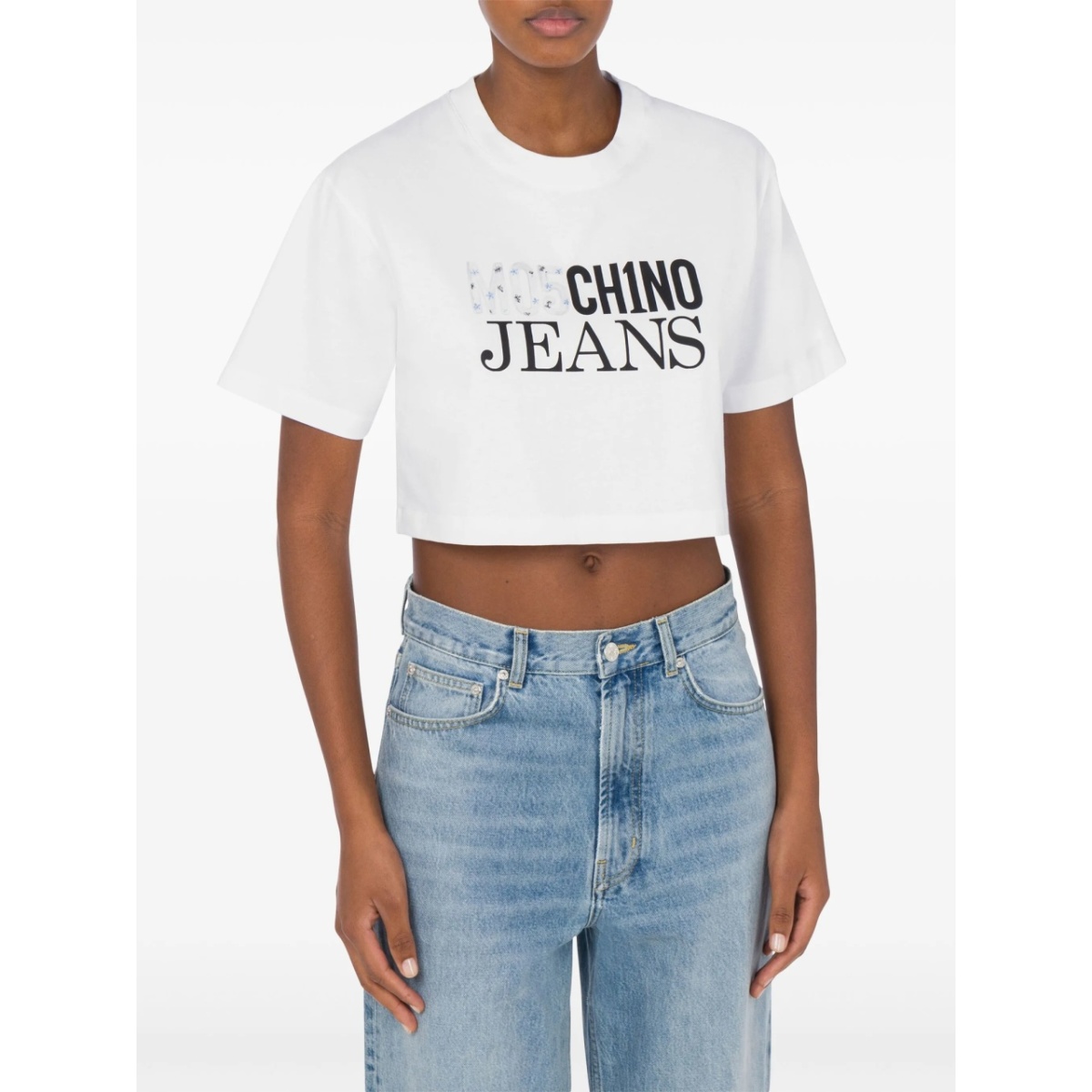 logo-print cropped T-shirt - Img 2