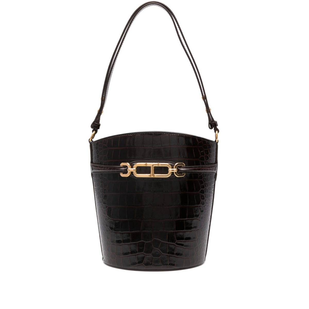 medium crocodile-embossed bucket bag