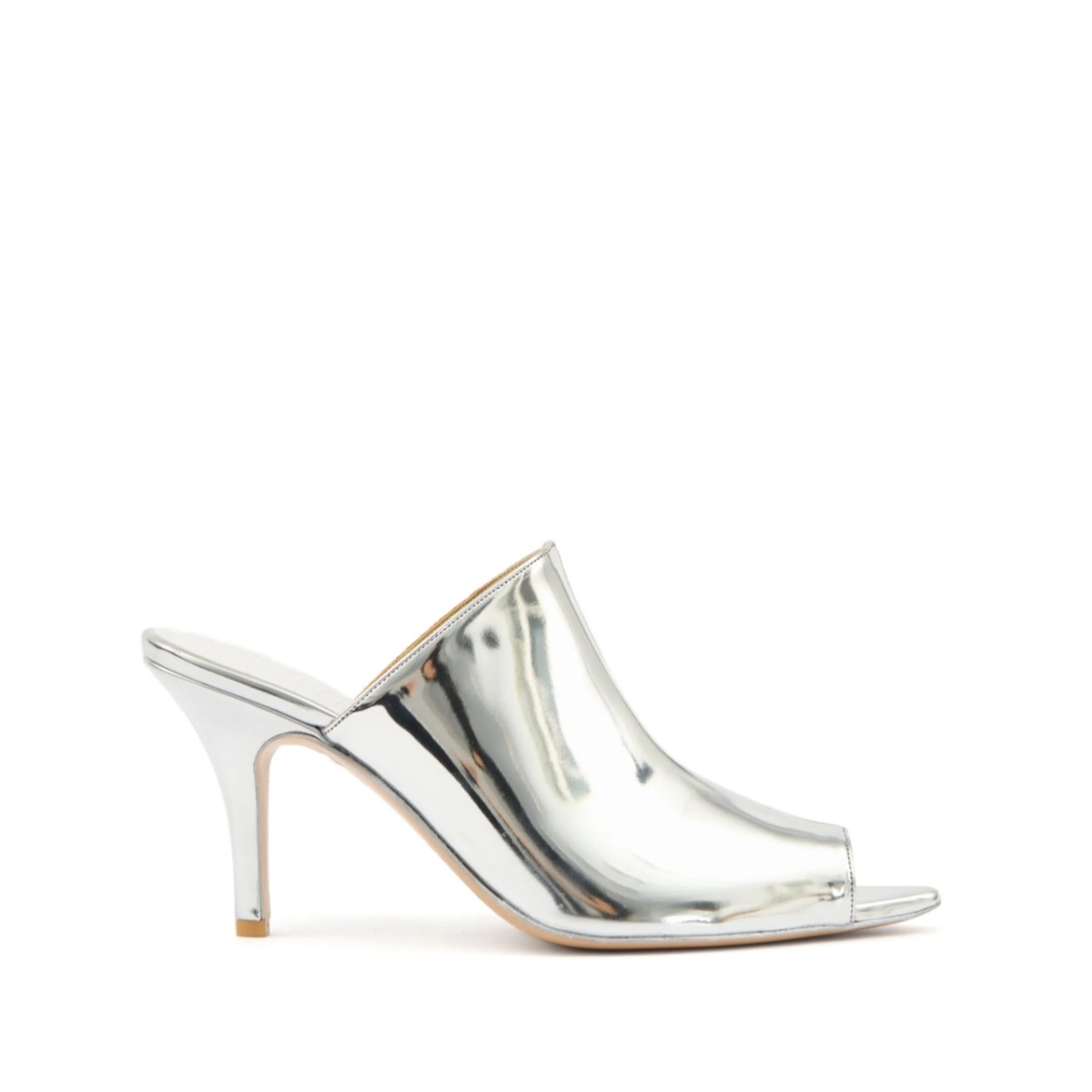 metallic-effect mules