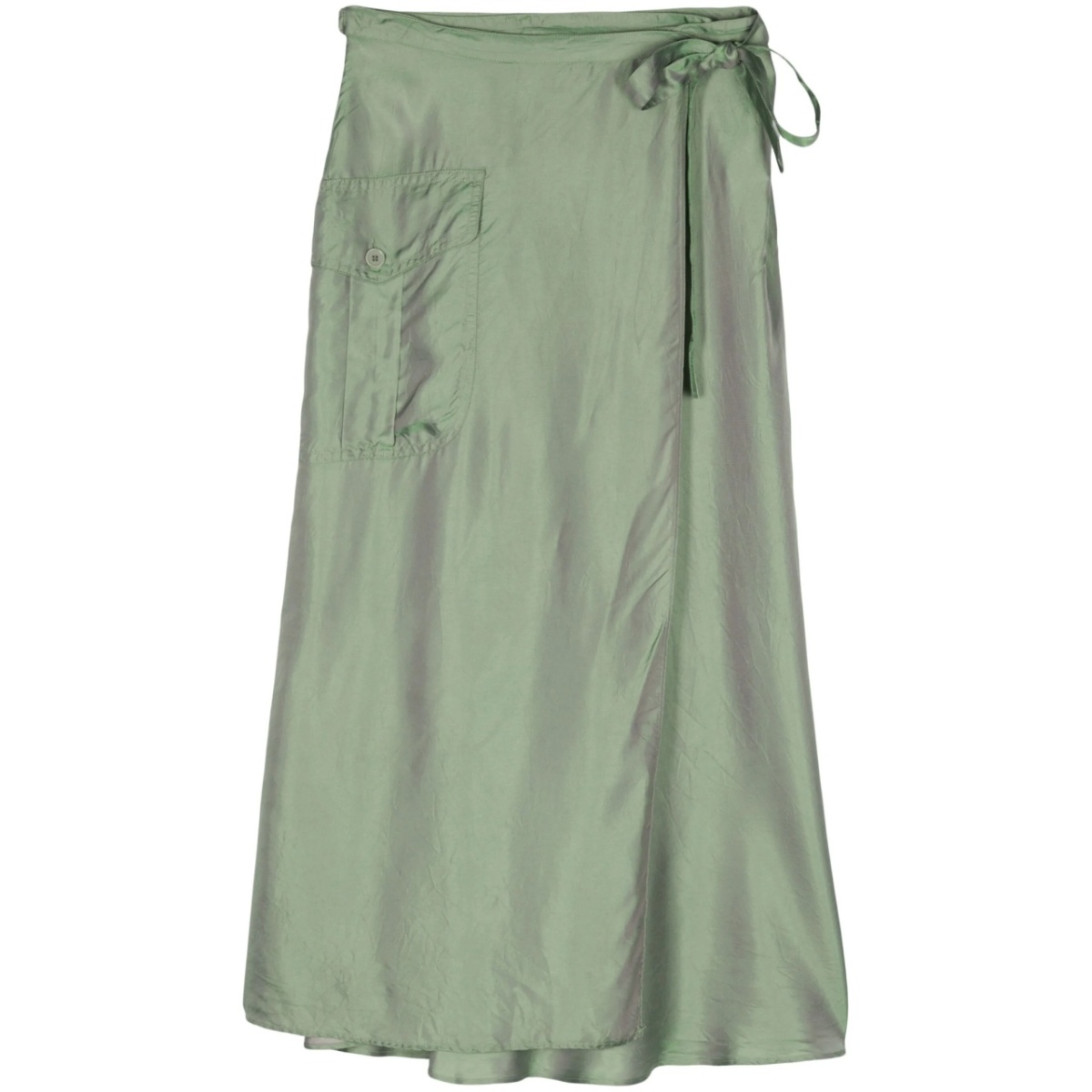 metallic wrap midi skirt