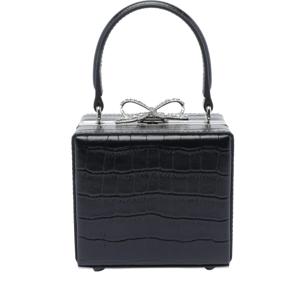 mini crocodile-embossed bow tote bag