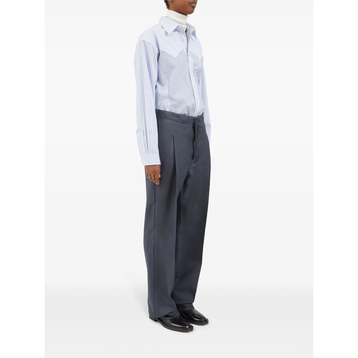 moiré-effect straight-leg trousers - Img 3