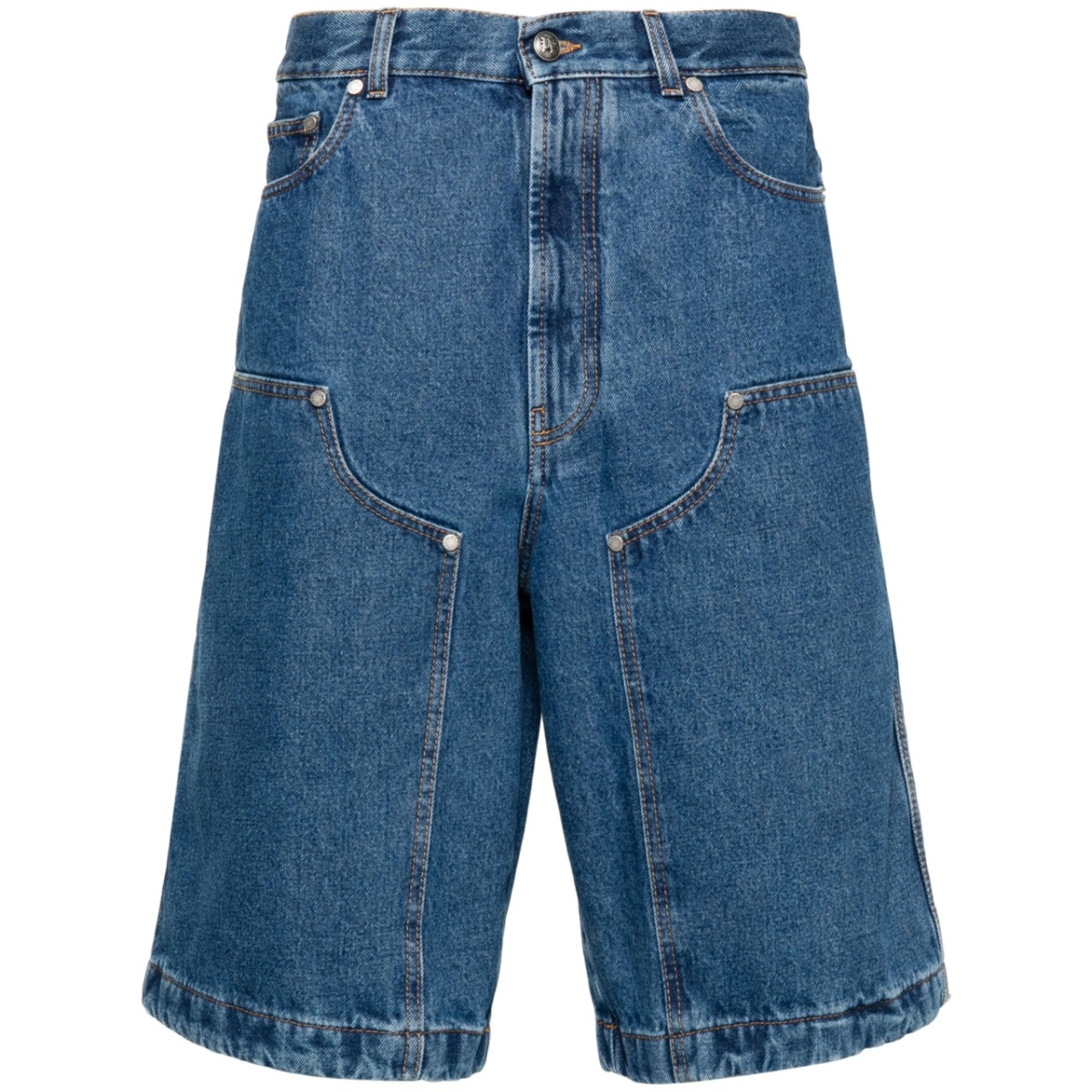 monogram-embroidered denim shorts