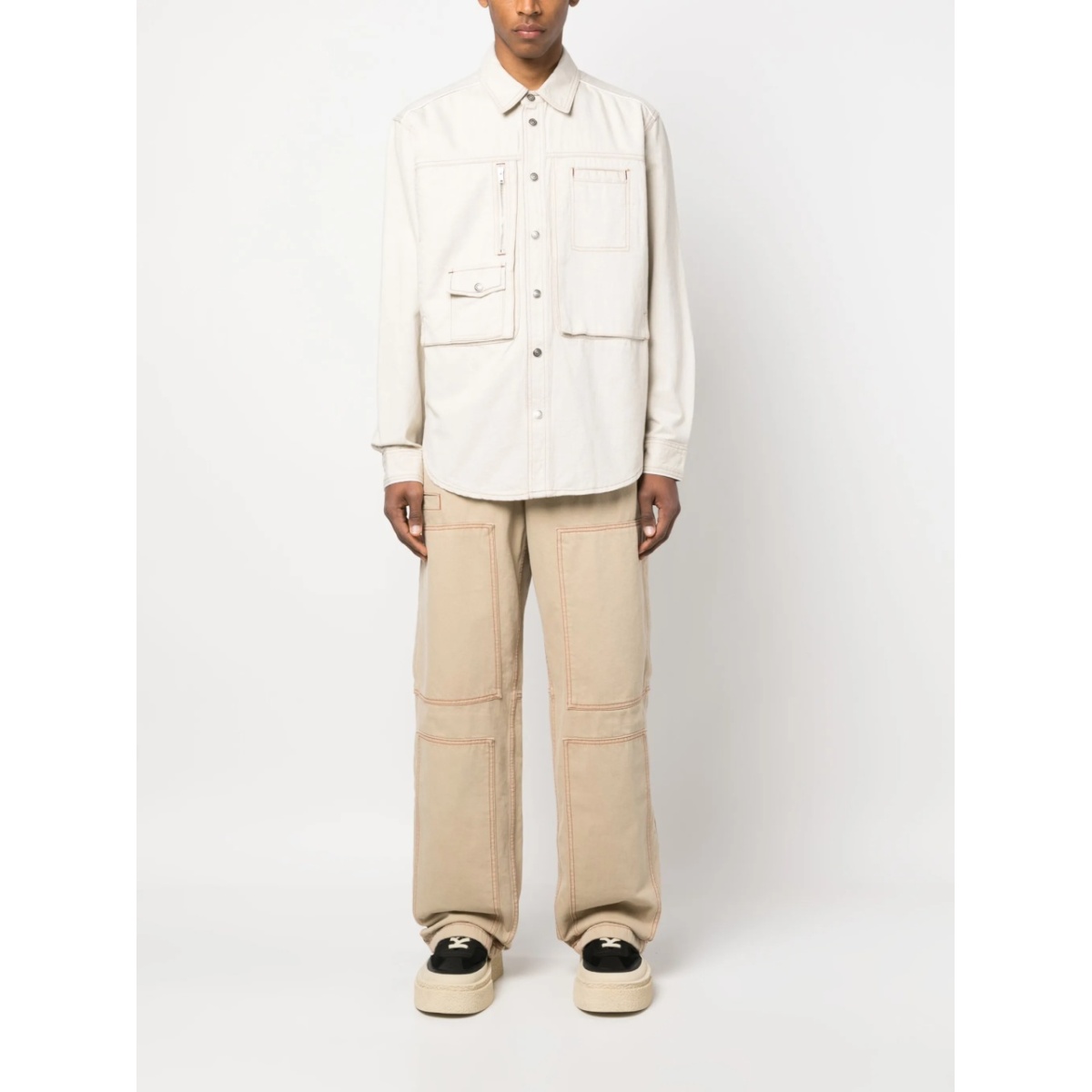 multiple-pockets shirt jacket - Img 2