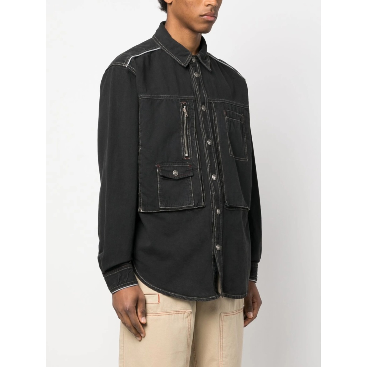 multiple-pockets shirt jacket - Img 3