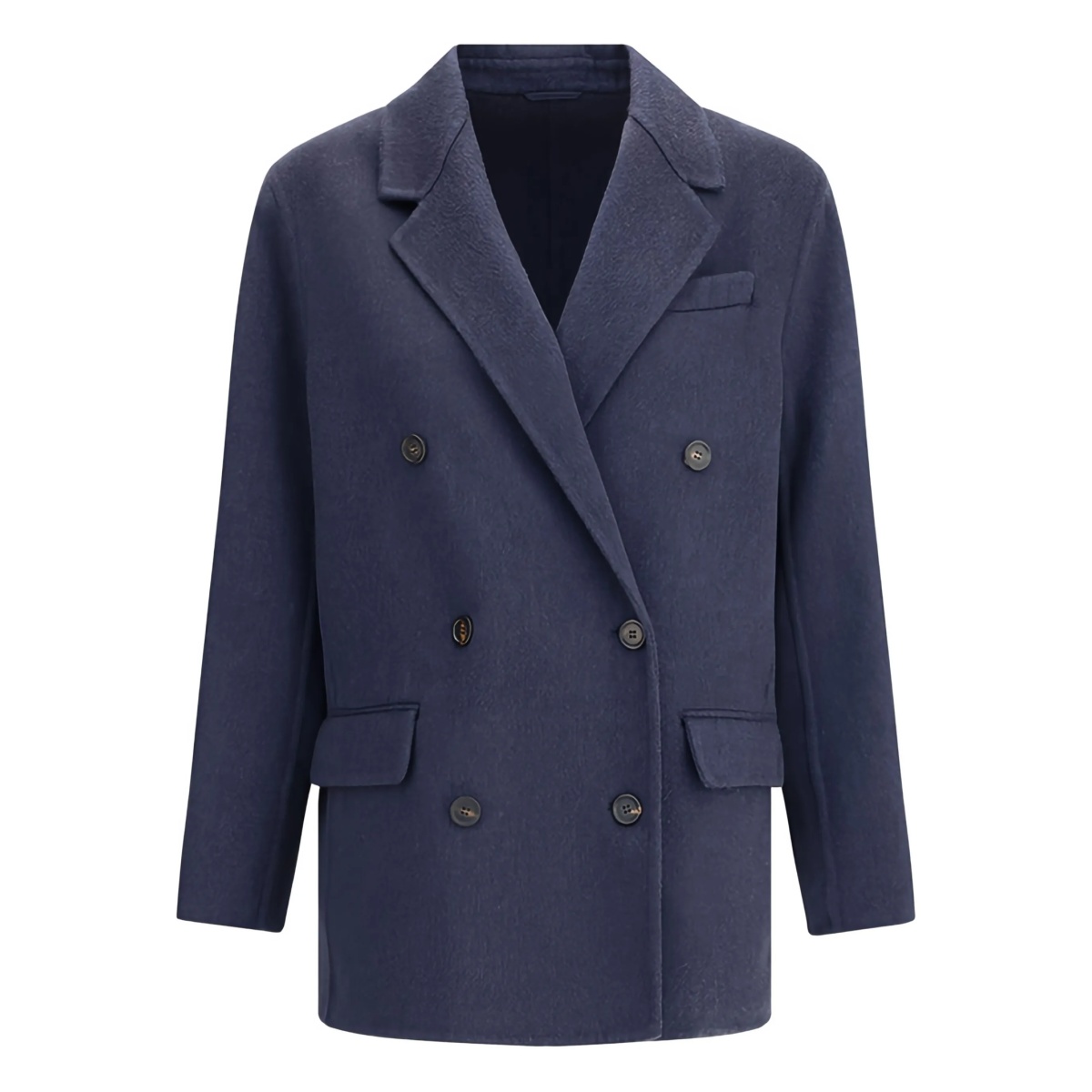 notched-lapel double-breasted coat