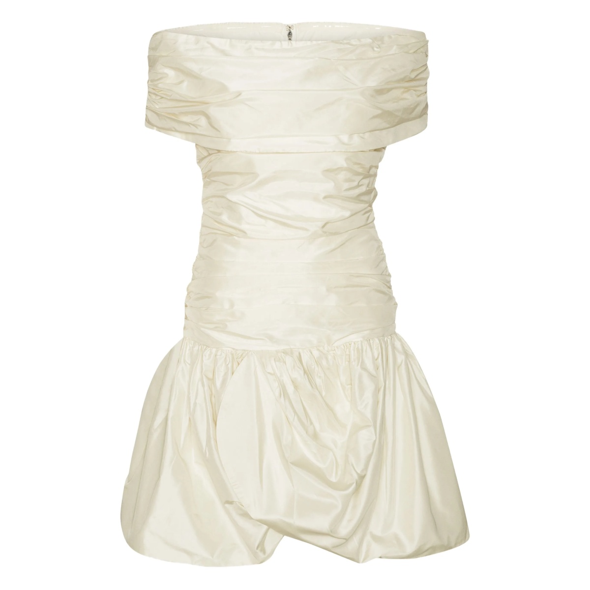 off-shoulder gathered minidress