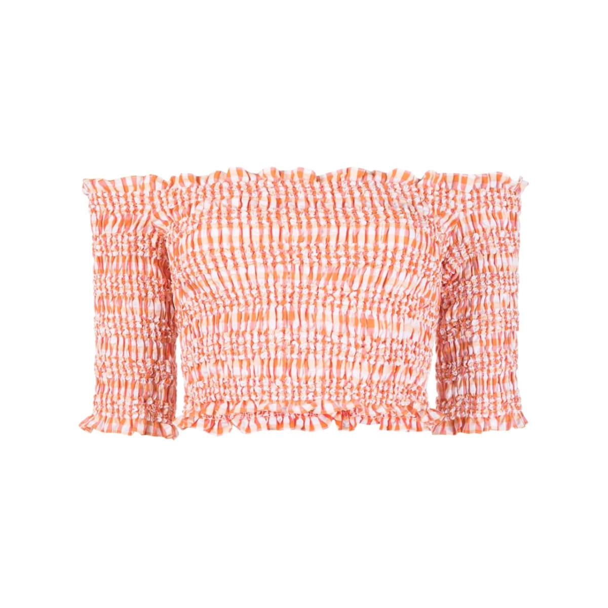 off-shoulder gingham top