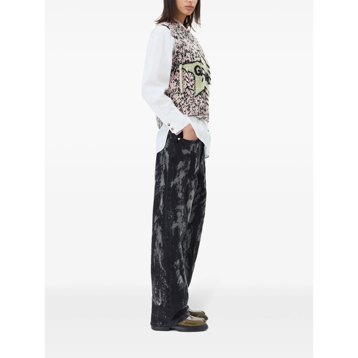 painterly-print palazzo trousers - Img 3