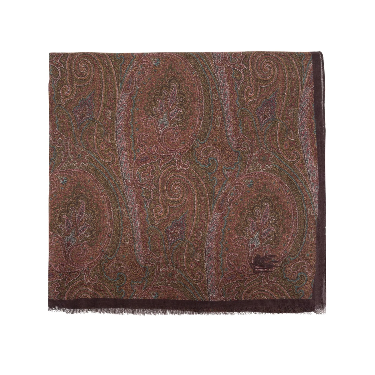 paisley-print frayed-edge scarf