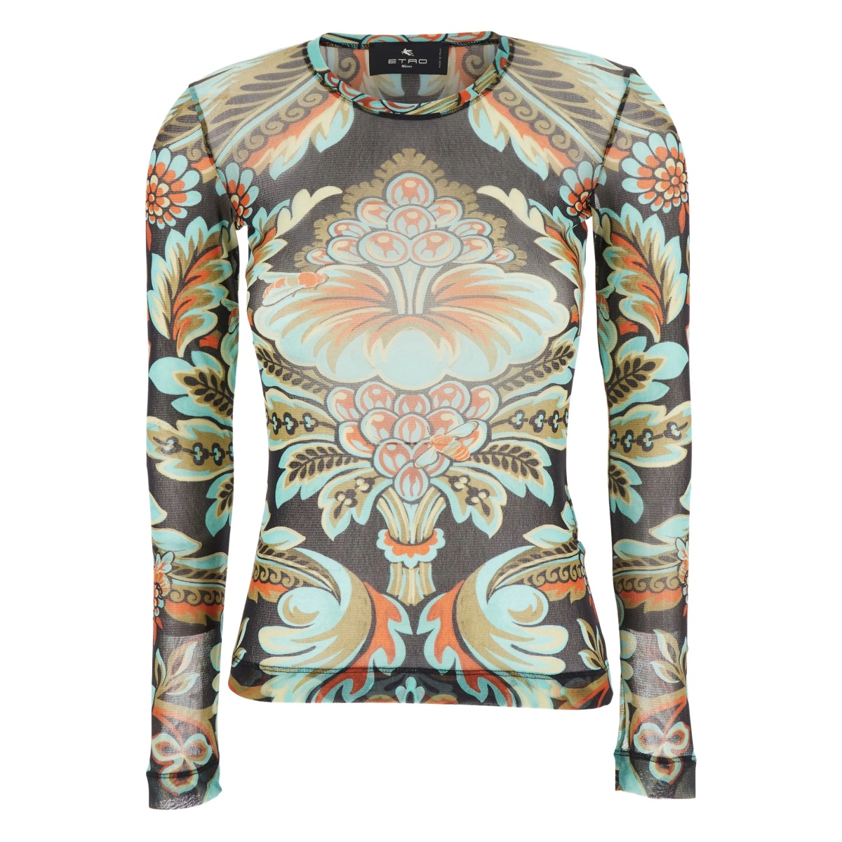 paisley-print mesh top