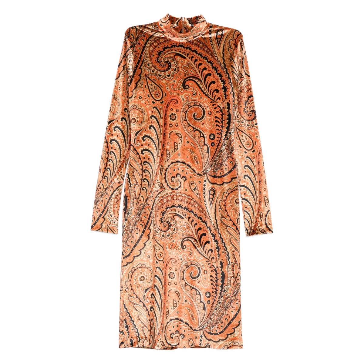 paisley-print mock-neck midi dress
