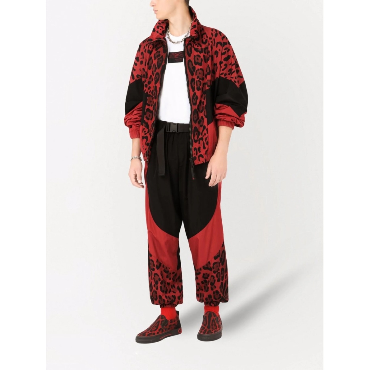 panelled leopard-print trousers - Img 2