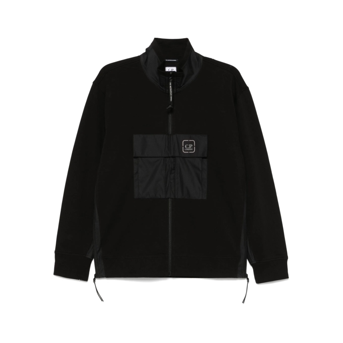 panneled stretch-fleece sweatshirt