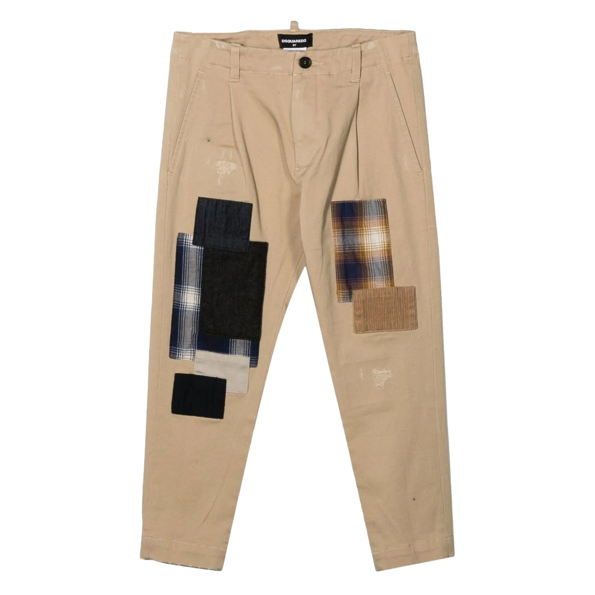 patchwork distressed smart trousers