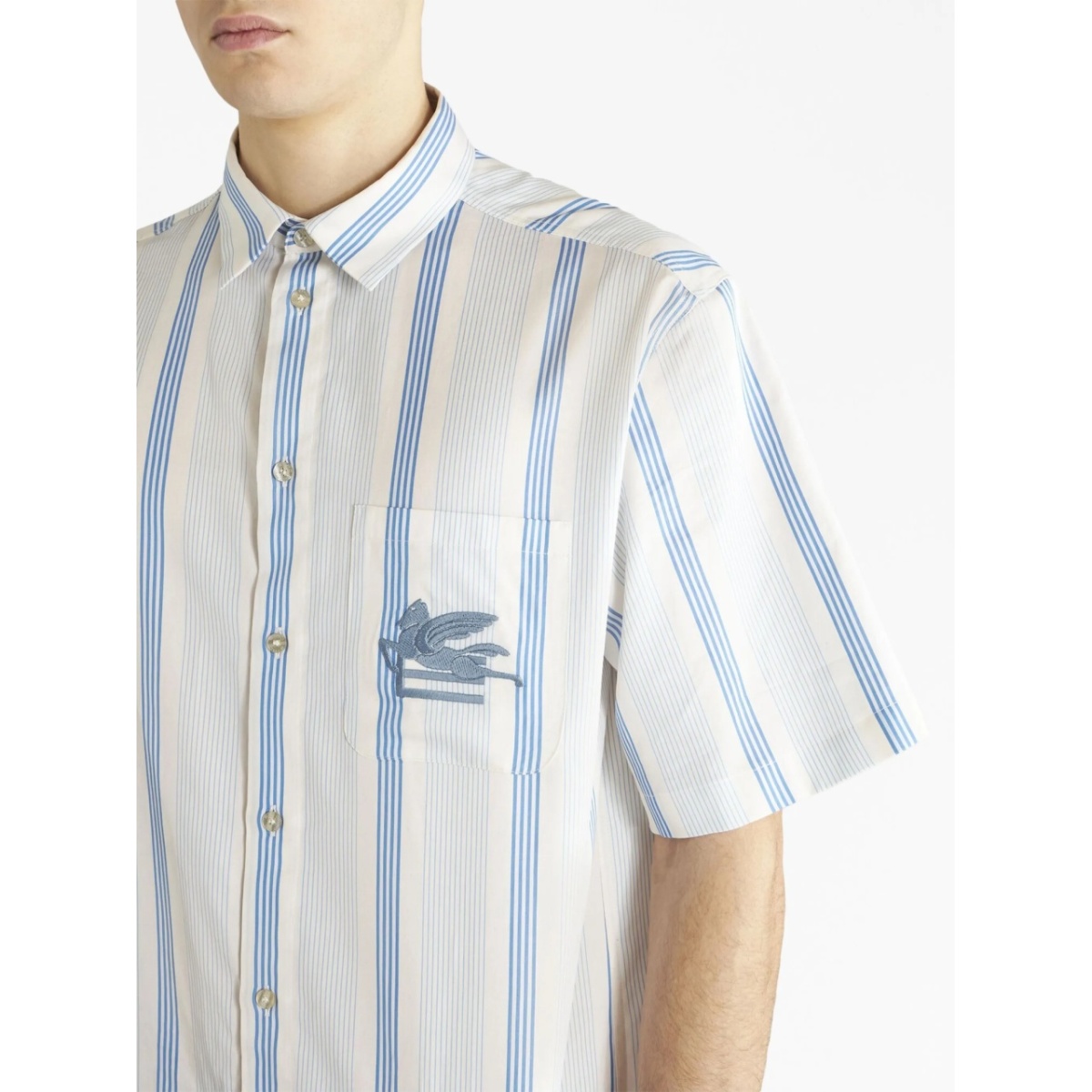 Pegaso logo-embroidered cotton shirt - Img 4