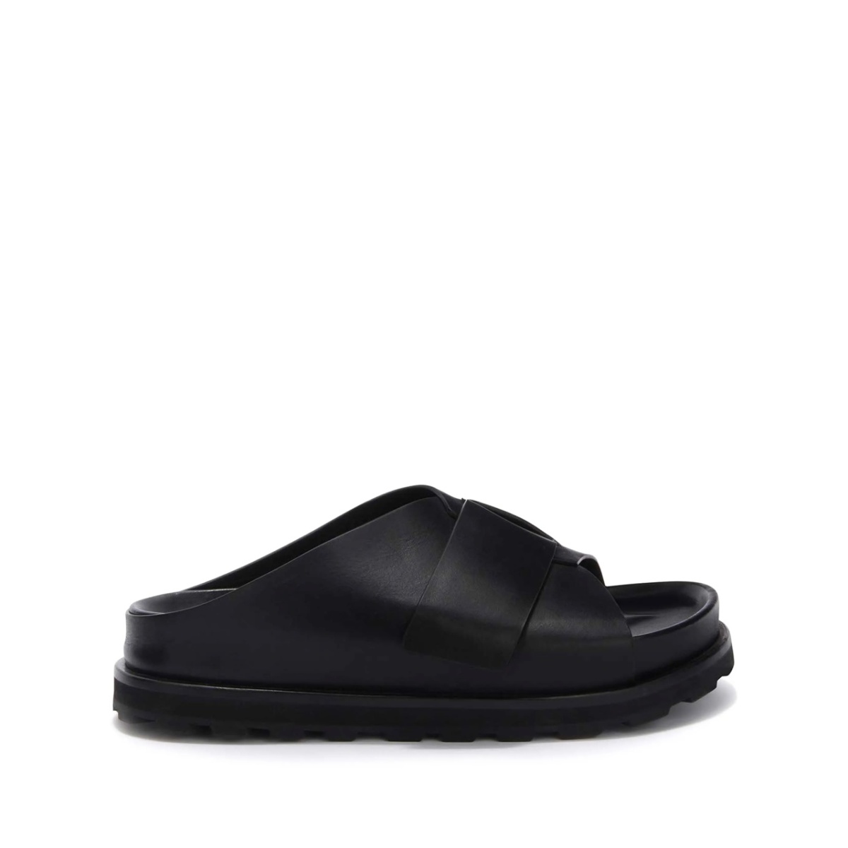 platform leather slides