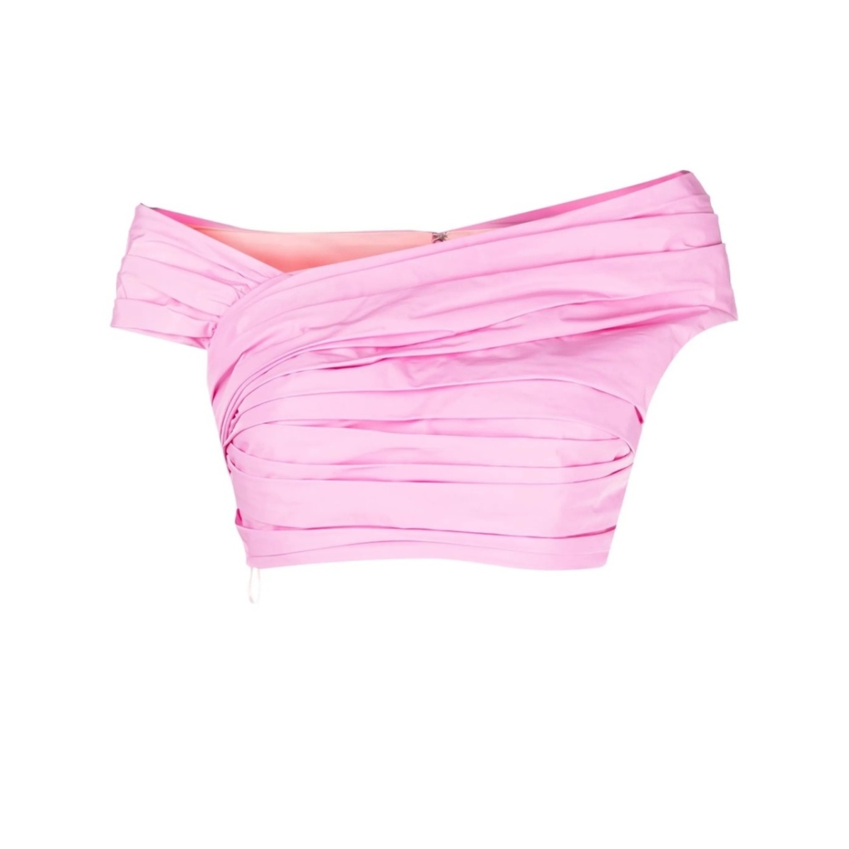 pleated off-shoulder cropped top