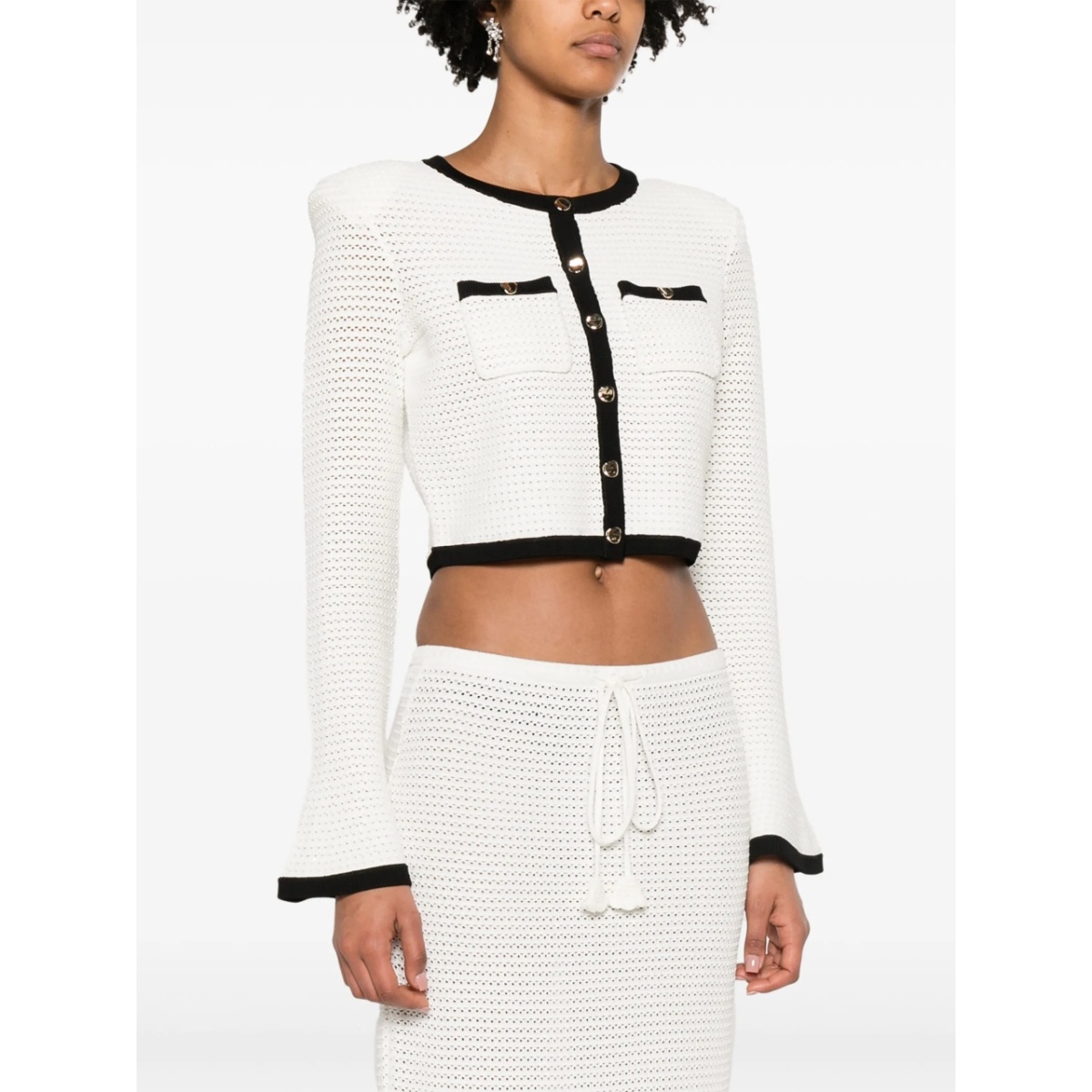 pointelle-knit cropped cardigan - Img 3
