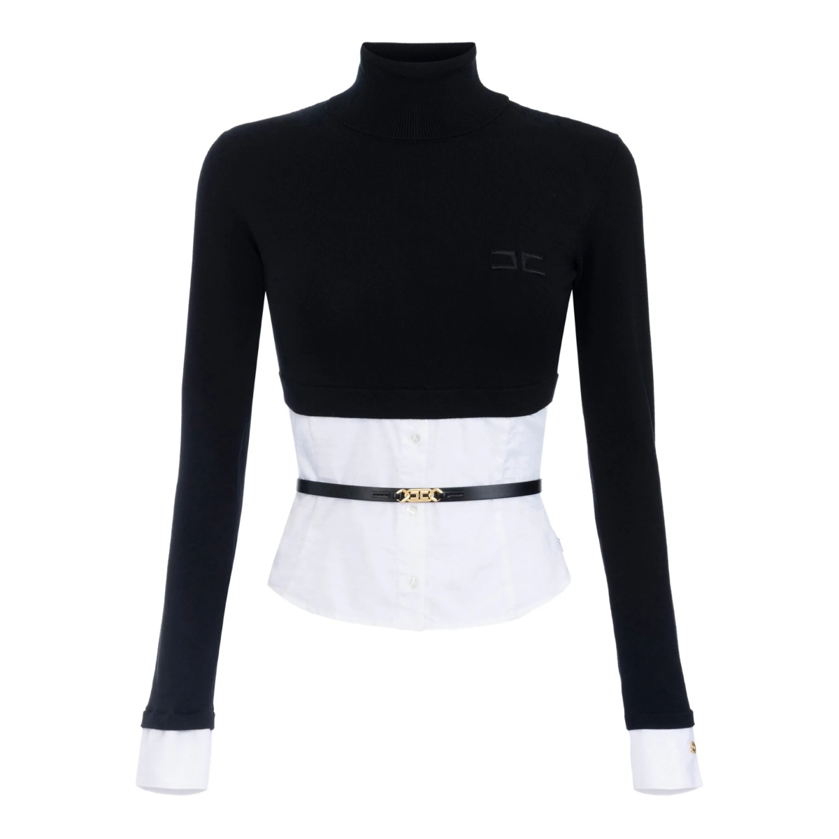 poplin-insert turtleneck top