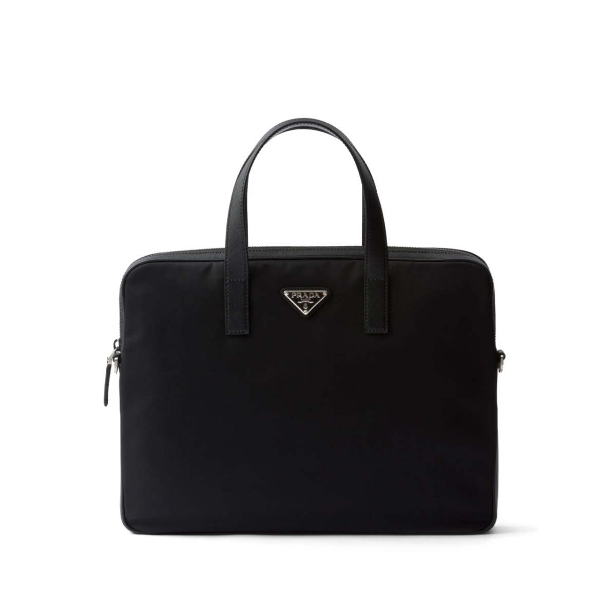 Re-Nylon leather-trimmed briefcase
