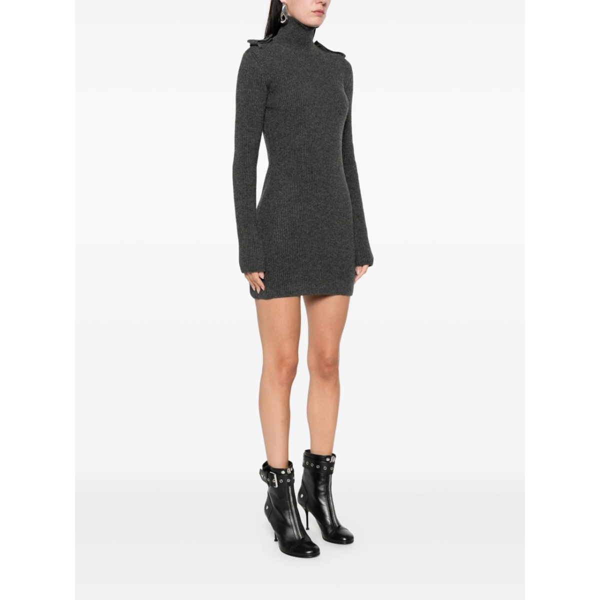ribbed roll-neck mini dress - Img 3