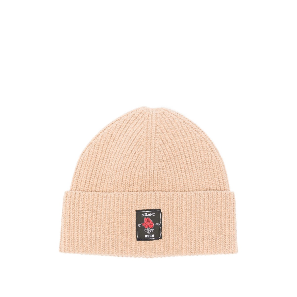 ribbed-wool logo-patch beanie hat
