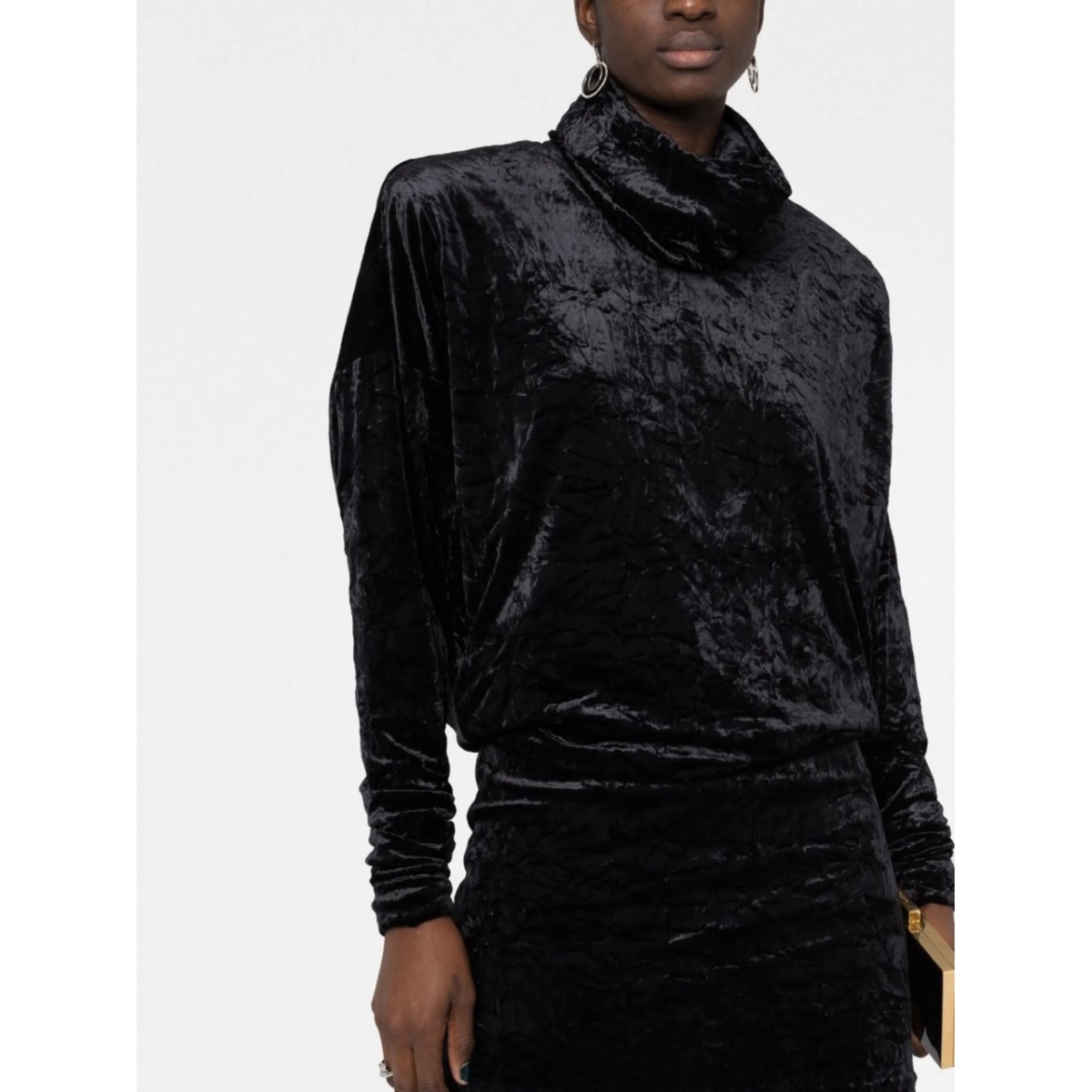 roll-neck velvet effect minidress - Img 5