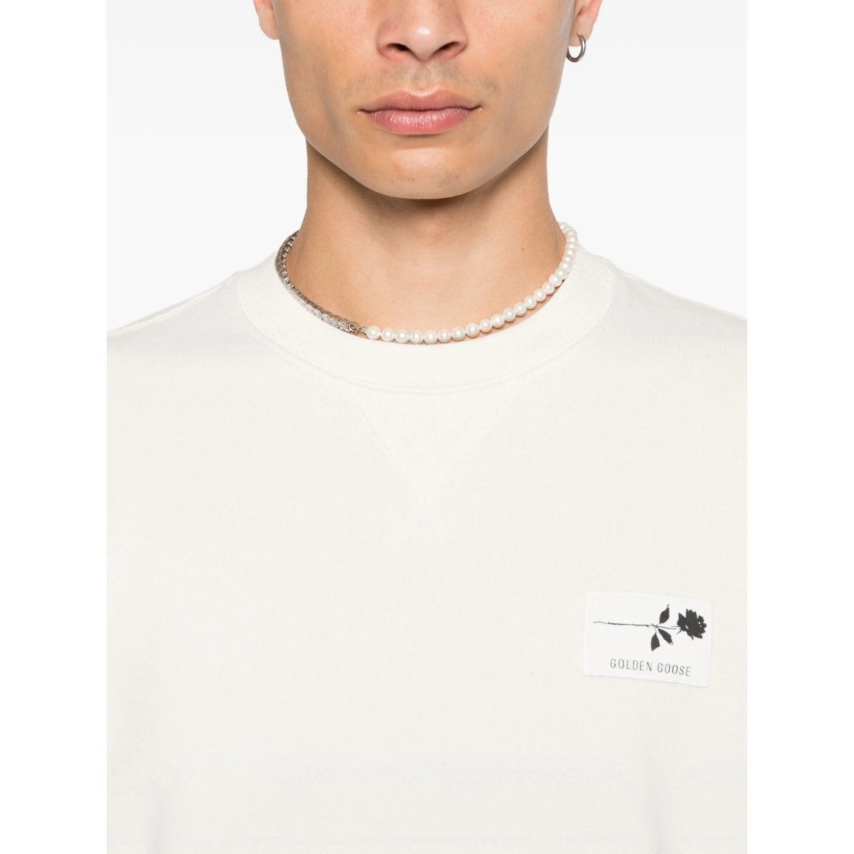 rose-embellished cotton sweatshirt - Img 5