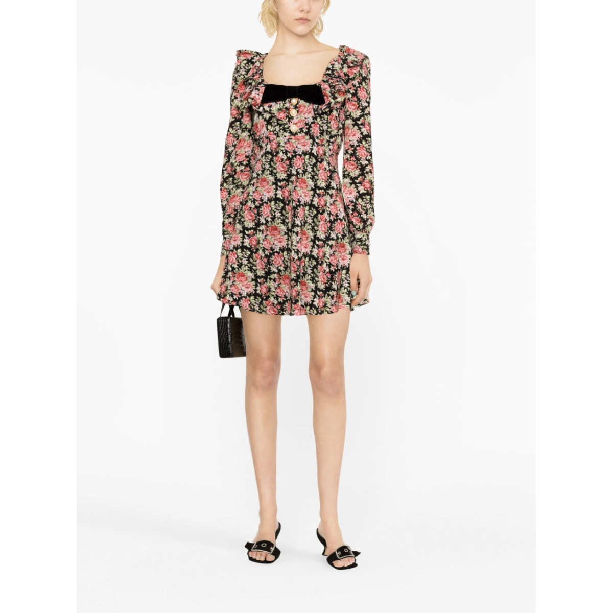 rose-print silk minidress - Img 2