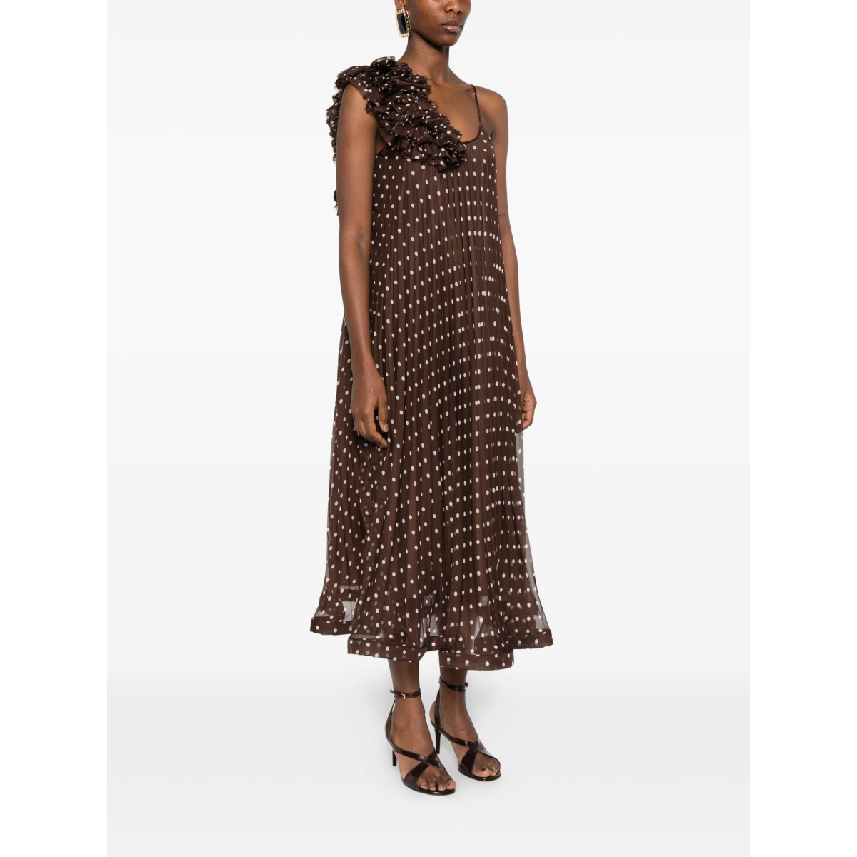 ruffled polka-dot midi dress - Img 3