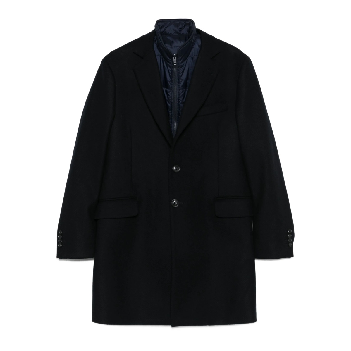 single-breasted layered coat