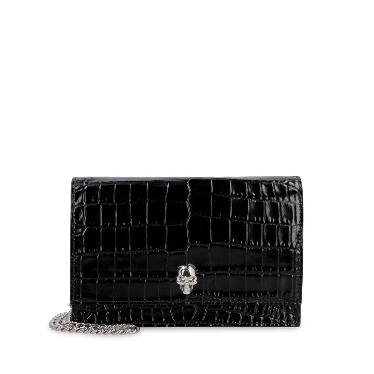 skull-embellished clutch bag