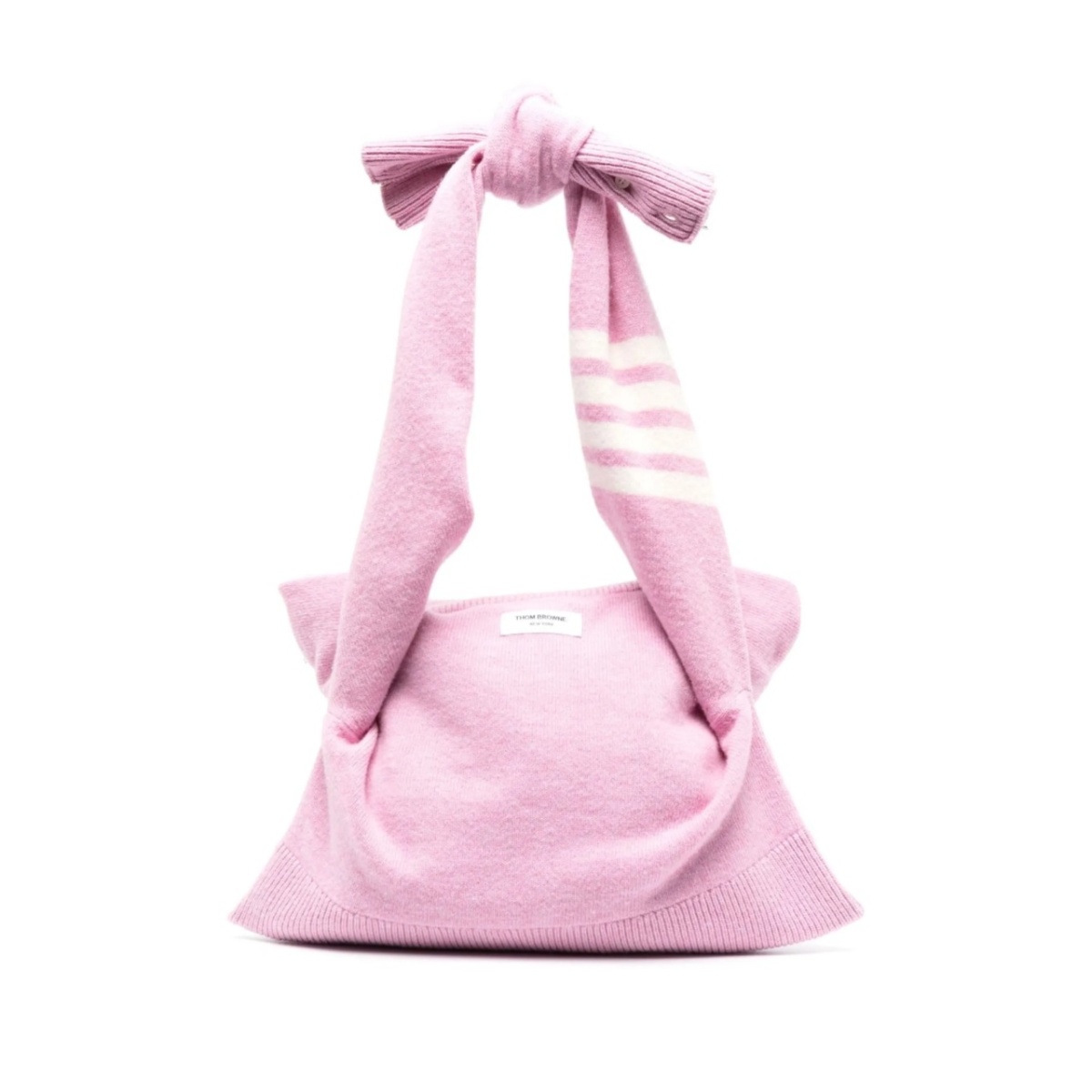 stitch-merino crewneck sweater shell bag