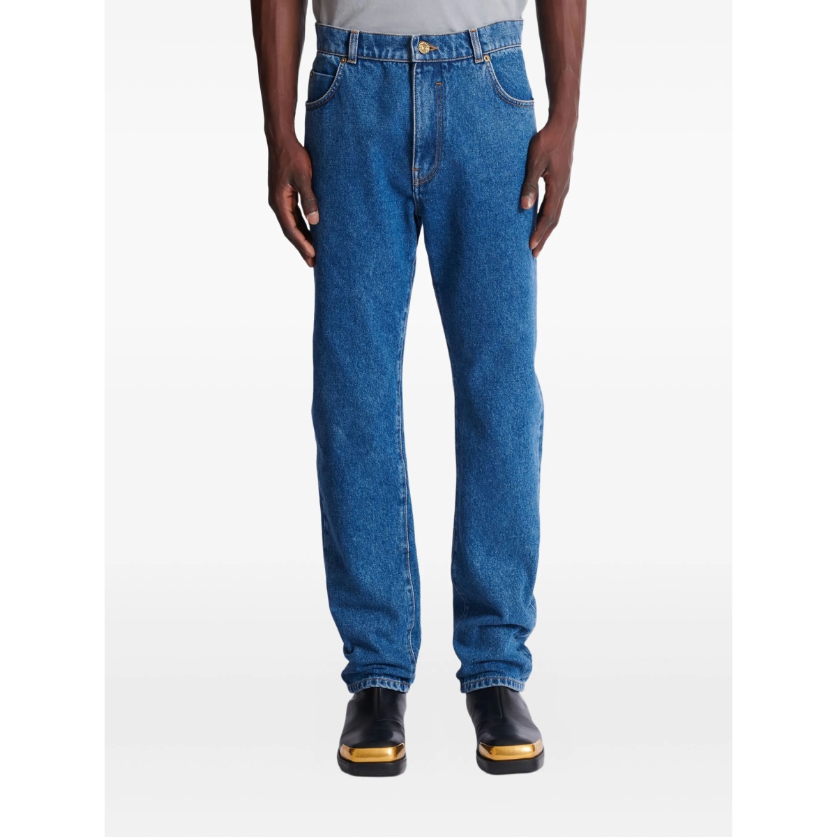 straight-cut cotton jeans - Img 4