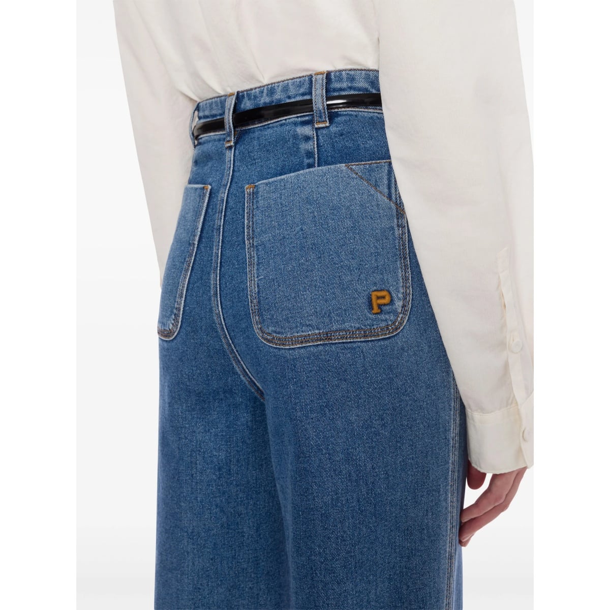stretch-cotton wide-leg jeans - Img 4