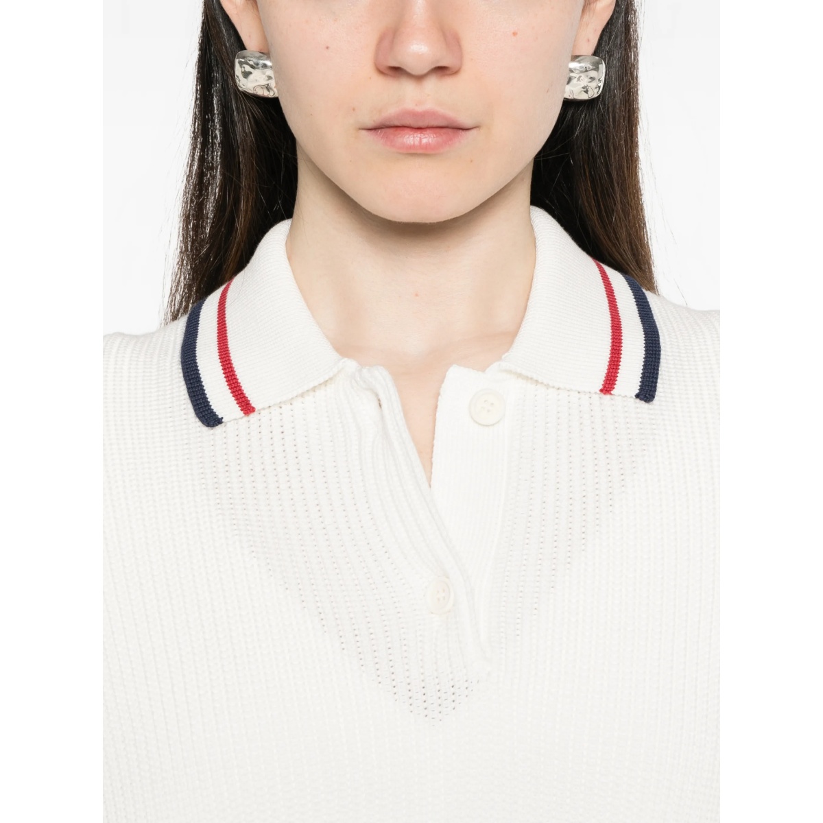 striped-collar polo top - Img 5