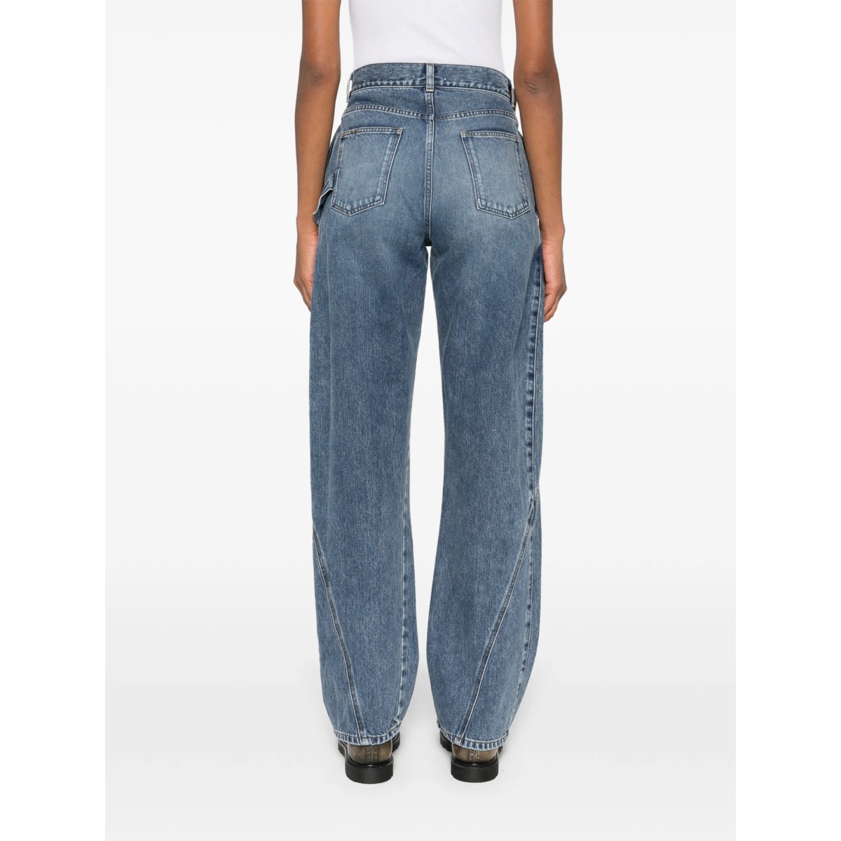 twisted-effect logo-patch denim jeans - Img 4