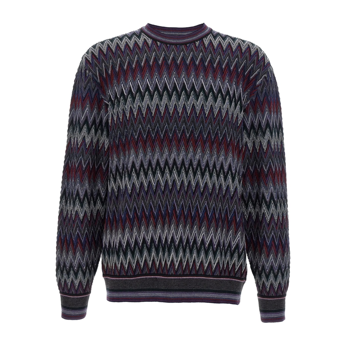 zigzag-pattern crew-neck sweater