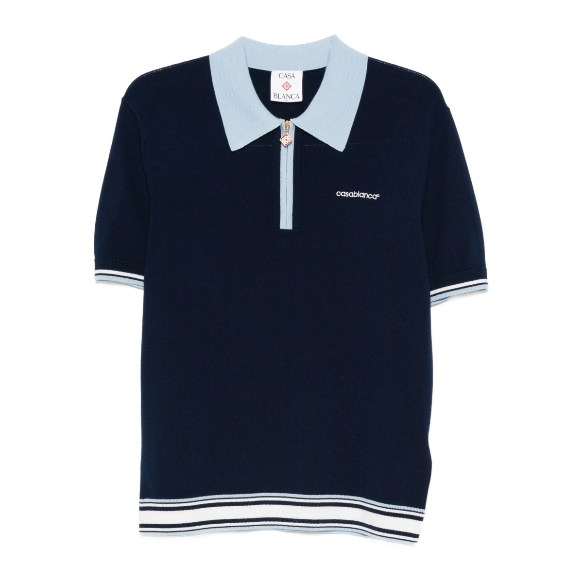 zip-front polo shirt