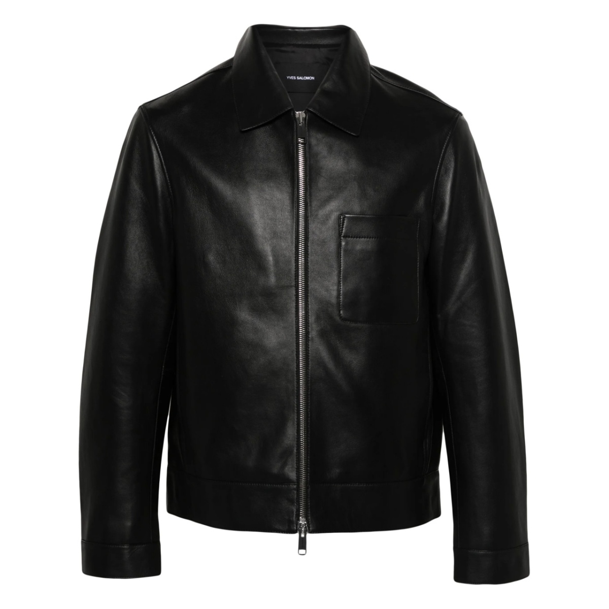 zip-up leather jacket