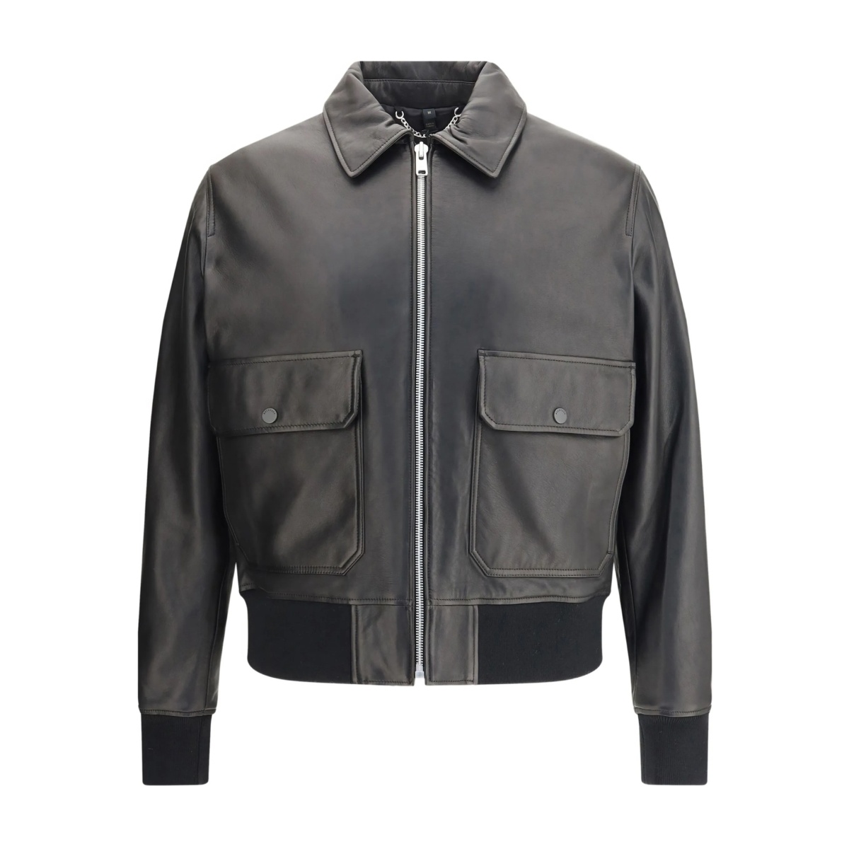 zip-up leather jacket
