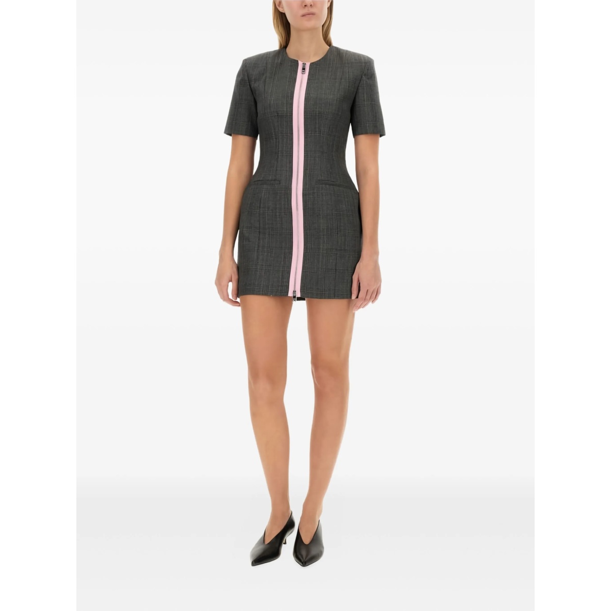 zip-up short-sleeve mini dress - Img 2