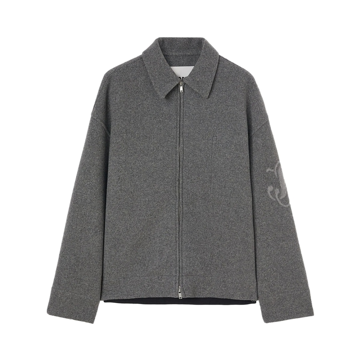 zipped up wool jacket