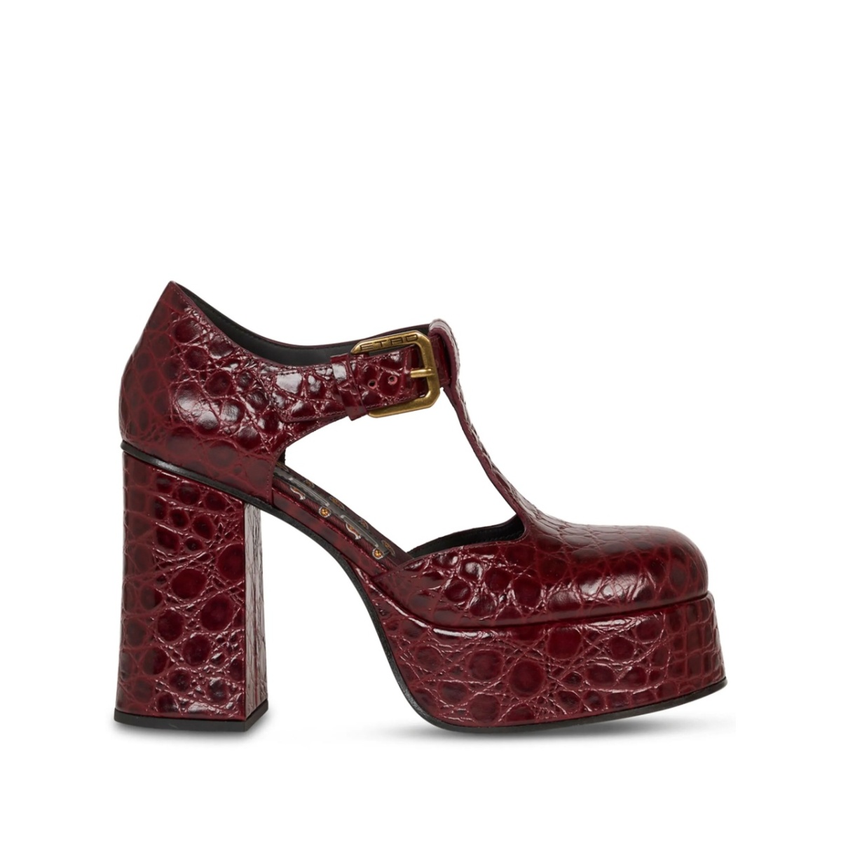 110mm crocodile-embossed platform pumps