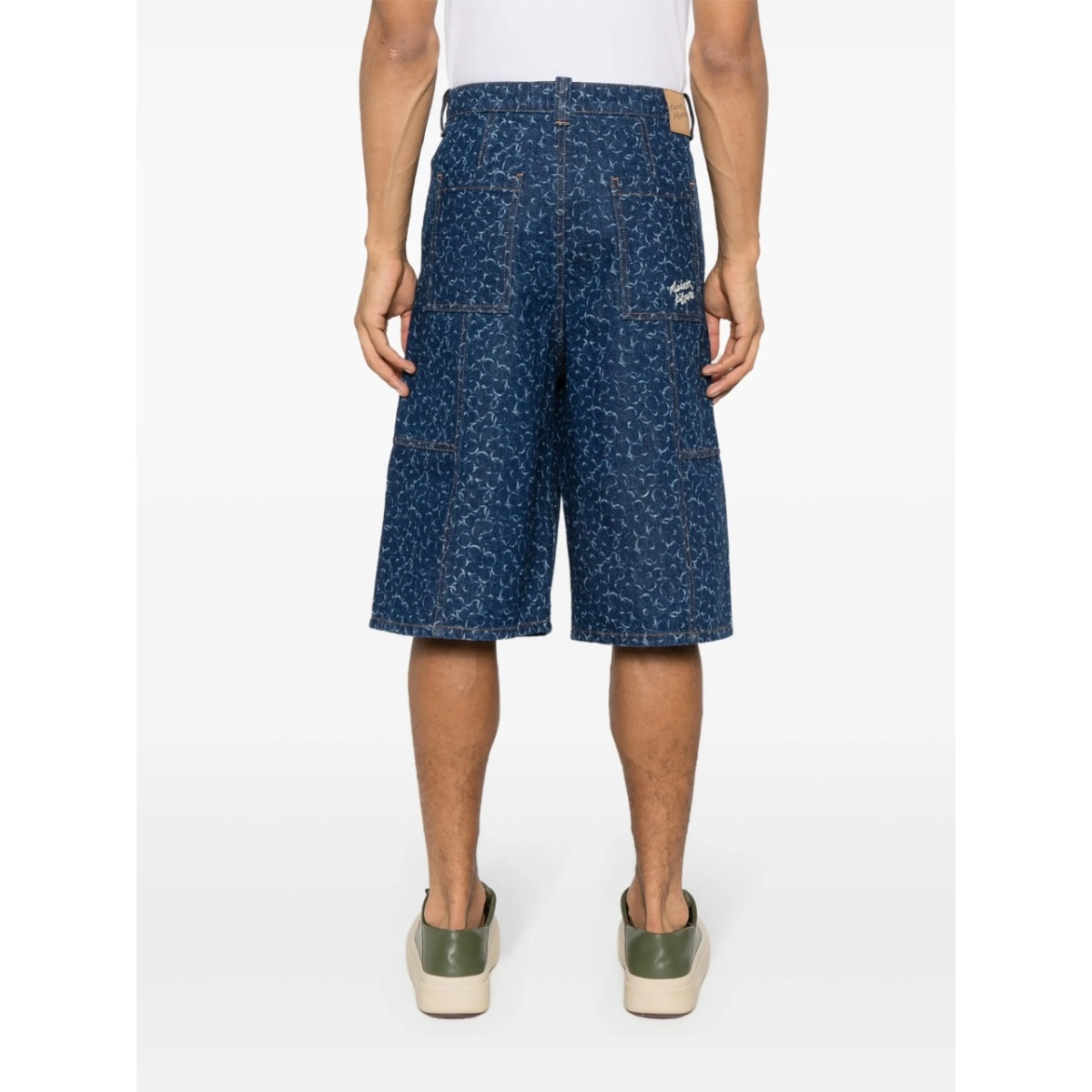 Abstract Daisy-print denim shorts - Img 4