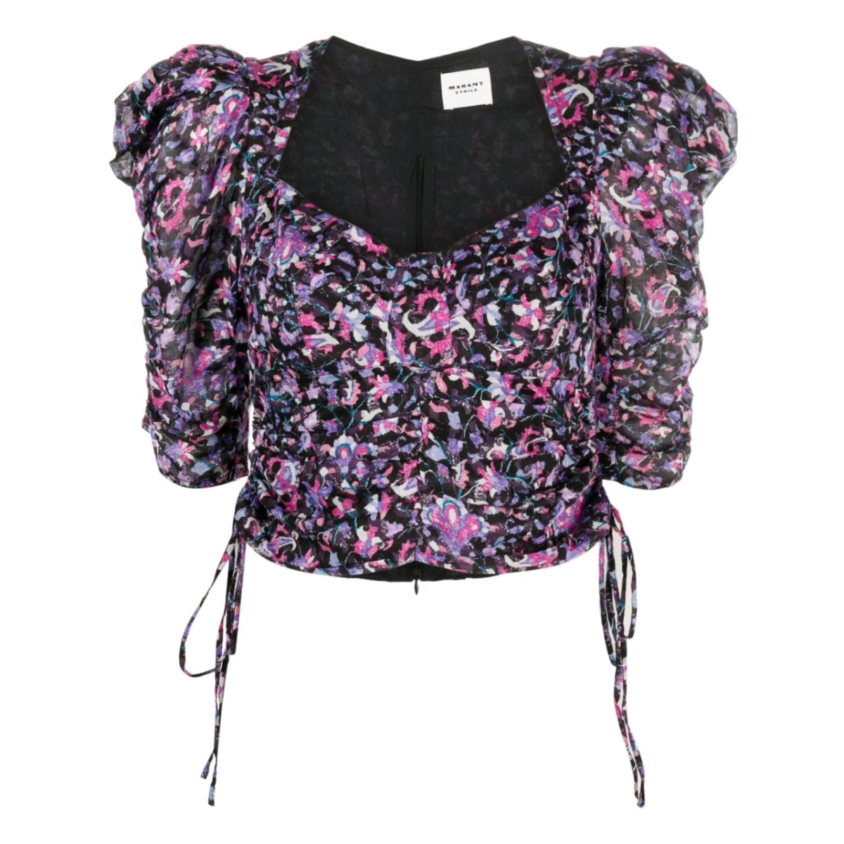abstract-print ruched blouse