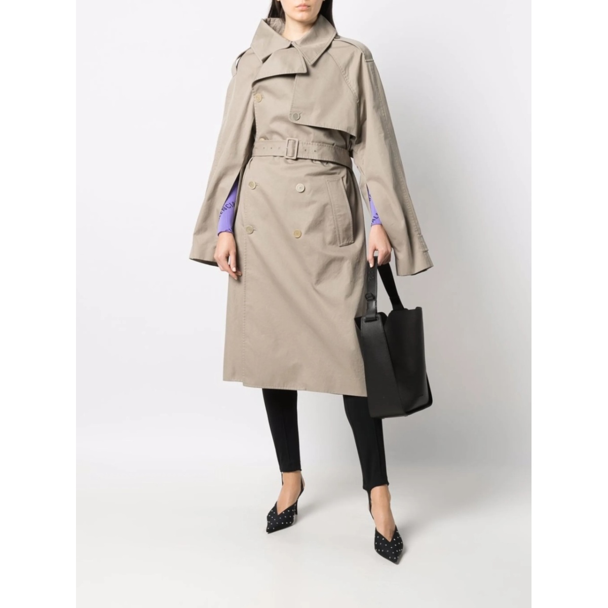 asymmetric-lapel trench coat - Img 2